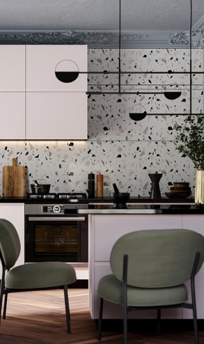 Кухня модульная Маори 3000 Розе Эмаль прямая