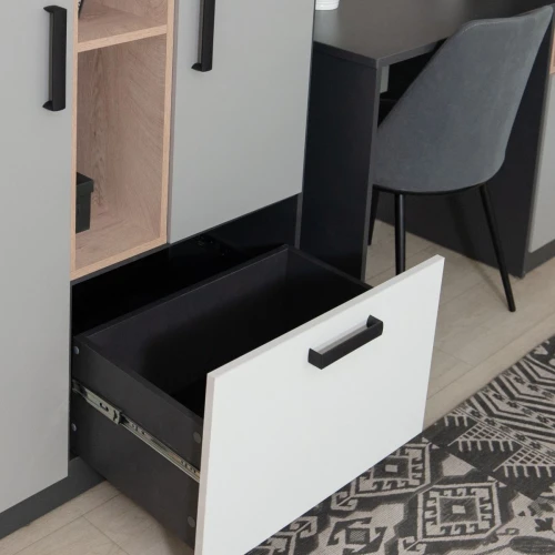 Тумба ТВ «Квадро» 100, Антрацит/Дуб эндгрейн/Шиншилла/Белый