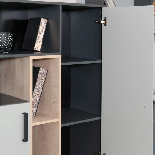 Тумба ТВ «Квадро» 100, Антрацит/Дуб эндгрейн/Шиншилла/Белый