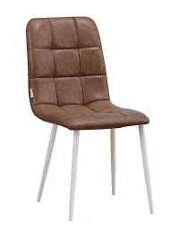 C919/DC809 Стул мягкий, СВЕТЛО-КОРИЧНЕВЫЙ#99-55 экокожа, каркас металл белый КРУГЛЫЙ