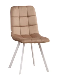C919/DC809 Стул мягкий, КАРАМЕЛЬ#h11 велюр, каркас металл белый КВАДРАТ