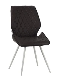 DC230 Стул мягкий, СЕРЫЙ экокожа, каркас металл, белый КРУГЛЫЙ