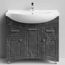 Тумба Адам 90 напольный, Мрамор Графит софт тач ПВХ 4044-3, правый Vodok с раковиной в комплекте