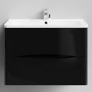 Тумба Адель 80  подвесной, черный глянец Vodok с раковиной в комплекте