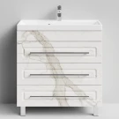 Тумба Арабеска 80 напольный, Мрамор Белый натур милк ПВХ 2537 Vodok с раковиной в комплекте