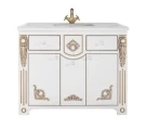 Тумба Версаль 105 напольный, патина золото, белая Vodok с раковиной в комплекте