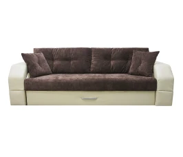 Диван еврокнижка Манчестер 160 ВЕЛЮР 04 КОРИЧНЕВЫЙ ЭКОКОЖА БЕЖЕВАЯ НПБ