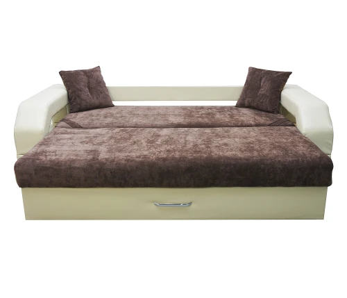 Диван еврокнижка Манчестер 160 ВЕЛЮР 04 КОРИЧНЕВЫЙ ЭКОКОЖА БЕЖЕВАЯ НПБ