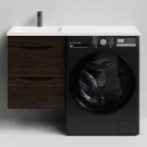 Тумба Смайл 110 подвесной, под стиральную машину, левая, Палисандр ПВХ 43101 Vodok с раковиной в комплекте