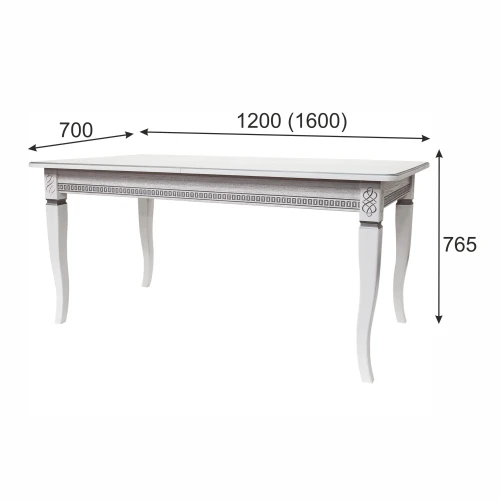 Стол обеденный Фидея 3 белый/серебро 120/160*70