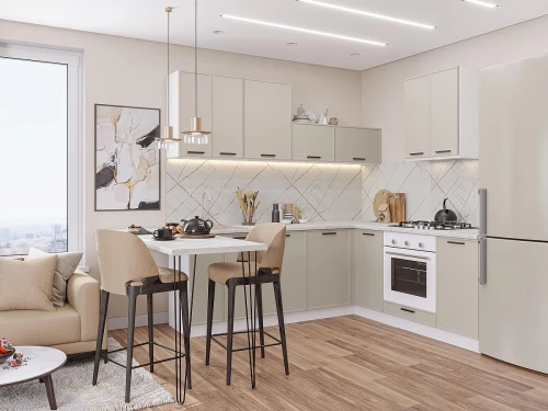 Угловая модульная кухня Фрейм-03 Cream Silk Белый 2140*2200/2000*600