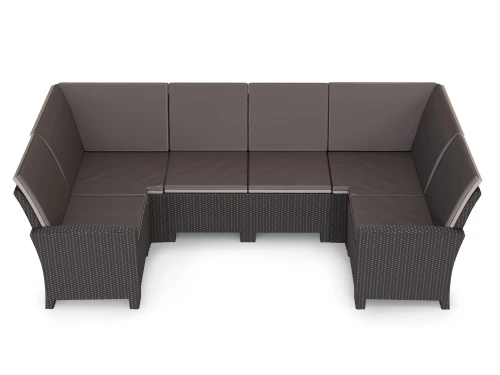 П- образный диван под ротанг Калифорния “California“ 136х264х136 см 6 мест с подушками на сидение и спинку