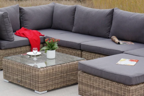 "Лунго" трансформирующаяся лаунж-зона из искусственного ротанга, цвет соломенный