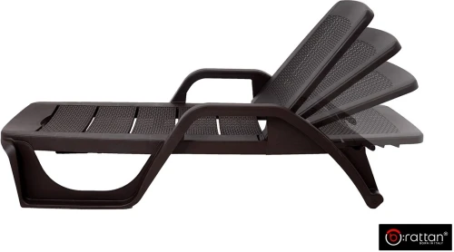 Шезлонг B:rattan NILO стопирующийся, коричневый
