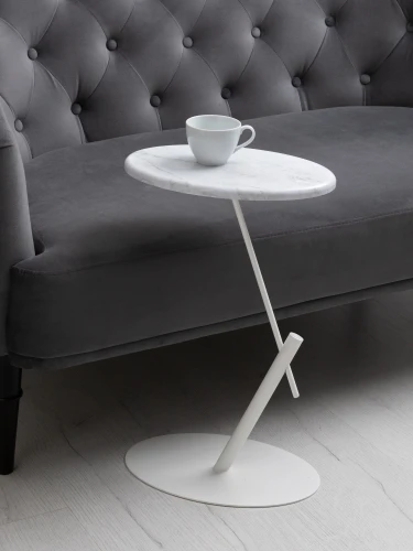 Стол приставной овальный МеталлАрт М015 белый мрамор/белый