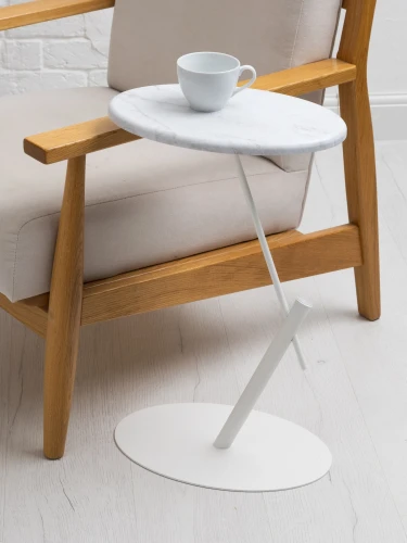 Стол приставной овальный МеталлАрт М015 белый мрамор/белый