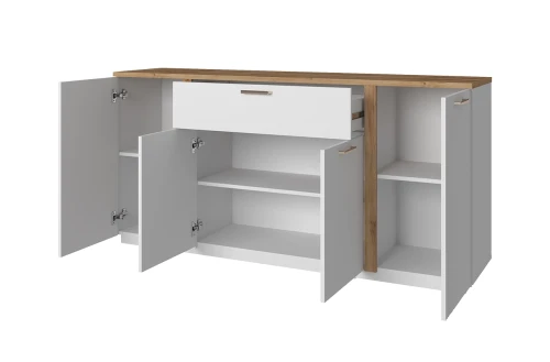 MATEO, Тумба 4D1S. Цвет БЕЛЫЙ / ДУБ НАВАРРА