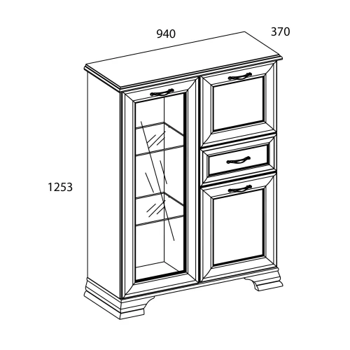 Тумба 1V2D1S, TIFFANY, цвет вудлайн кремовый