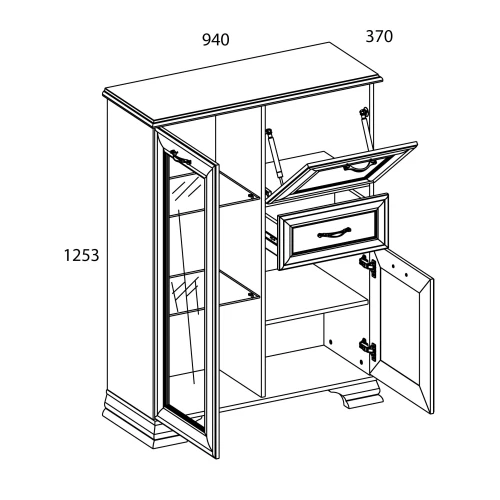 Тумба 1V2D1S, TIFFANY, цвет вудлайн кремовый