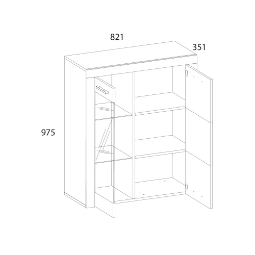 Шкаф-витрина 1V1D OSKAR , цвет дуб Санремо