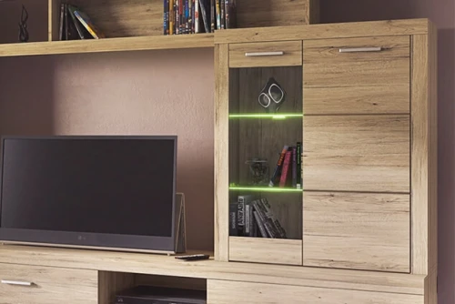 Шкаф-витрина 1V1D OSKAR , цвет дуб Санремо