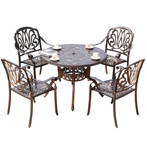 Комплект мебели из литого алюминия стол Палм(100см) + 4 кресла Феникс