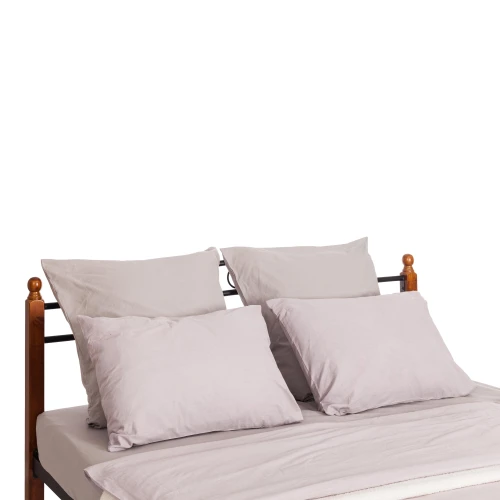 Кровать AT-803 дерево гевея/металл, 160*200 см (Queen bed), красный дуб/черный