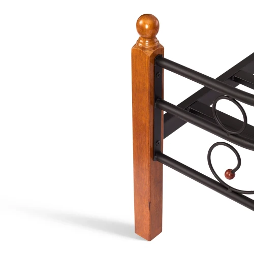 Кровать AT-803 дерево гевея/металл, 160*200 см (Queen bed), красный дуб/черный