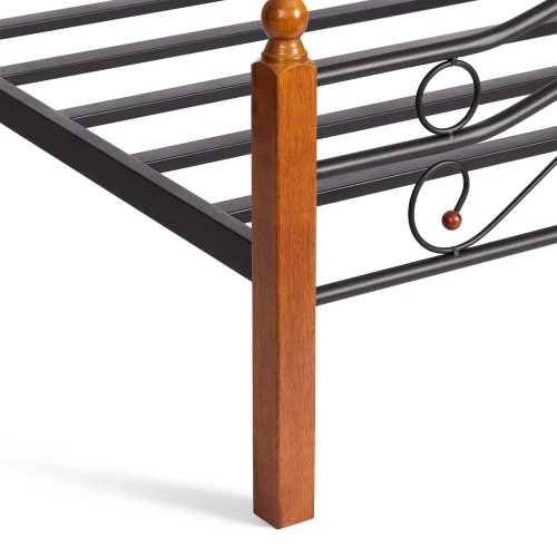 Кровать AT-803 дерево гевея/металл, 160*200 см (Queen bed), красный дуб/черный