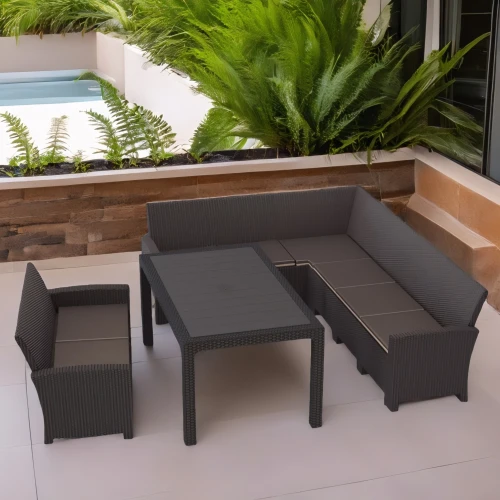 Комплект мебели под ротанг Калифорния “California“ с угловым диваном 240х136 см, 2х-местным диваном 121х62 см  с подушками и столом 165х95 см