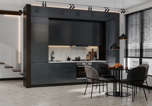 Трехуровневый кухонный гарнитур Маори 3400 Нуар Эмаль прямой