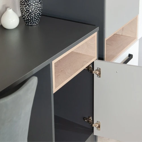 Шкаф «Квадро» 90 2д1ящ, Антрацит/Дуб эндгрейн/Шиншилла/Белый