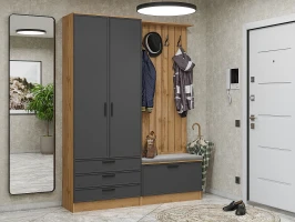 Готовая прихожая Стиль-03 Stormy Silk Дуб Вотан