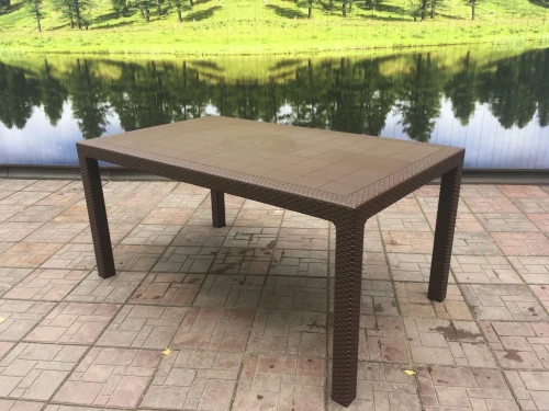 Стол Невада МАКСИ прямоугольный коричневый под ротанг с декором 1650*950