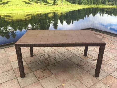Стол Невада МАКСИ прямоугольный коричневый под ротанг с декором 1650*950