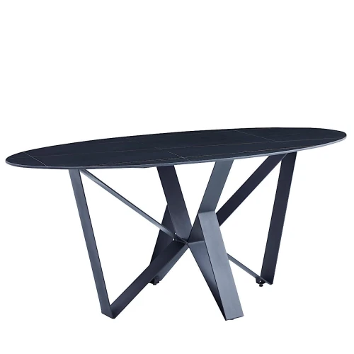 DT555 Стол обеденный Lauren black gold 180*90*75, керамическая столешница, основание металл черный