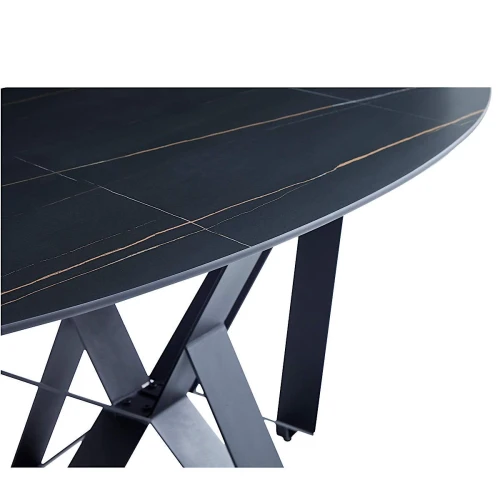 DT555 Стол обеденный Lauren black gold 180*90*75, керамическая столешница, основание металл черный