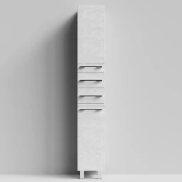 Пенал Мальта 30 напольный, Белый камень ПВХ 57805, правый, бельевая корзина