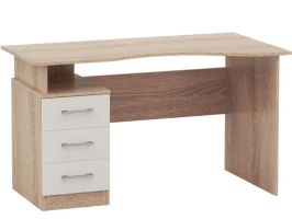 Стол «Гарвард» эргономик 130 3ящ ПР, Дуб сонома/Белый