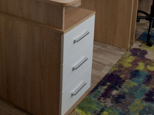 Стол «Гарвард» эргономик 130 3ящ ПР, Дуб сонома/Белый