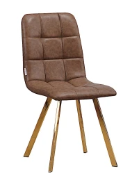 C919/DC809 Стул мягкий, СВЕТЛО-КОРИЧНЕВЫЙ#99-55 экокожа, каркас металл золото КВАДРАТ