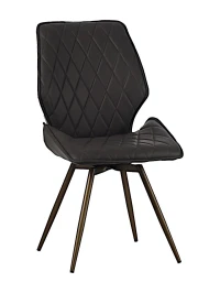 DC231 Стул мягкий поворотный 180, СЕРЫЙ экокожа, каркас металл, бронза КРУГЛЫЙ