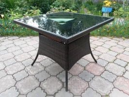 Стол из искусственного ротанга РИМИНИ «RIMINI» 90х90 см  -  Dark Brown