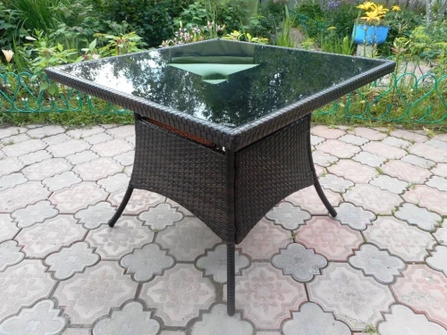 Стол из искусственного ротанга РИМИНИ «RIMINI» 90х90 см  -  Dark Brown