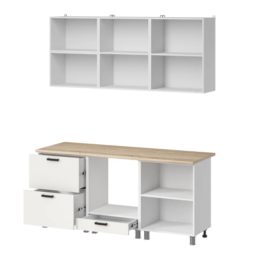 Готовая кухня МК Аленушка 1,8м Астра Лаванда Молочный,скоба черный,сонома