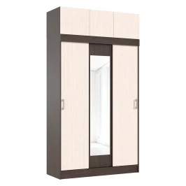 Шкаф с антресолью Бася/Роджина, Дуб беленый, Венге