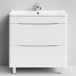 Тумба Адель 80 напольный, белый глянец Vodok с раковиной в комплекте