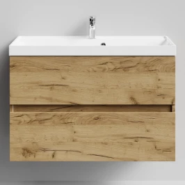 Тумба Бест 90  подвесной, Дуб Тортуга ПВХ 2357-43 Vodok с раковиной в комплекте