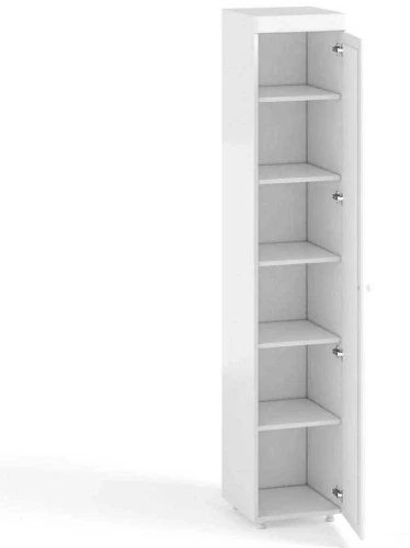 Шкаф-пенал 1дв. (гл.410) с зеркалом Монако МН-29 белое дерево