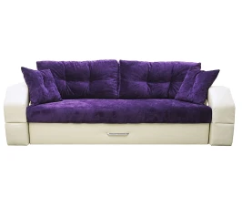 Диван еврокнижка Манчестер 160 ВЕЛЮР 10 ФИОЛЕТОВЫЙ ЭКОКОЖА БЕЖЕВАЯ НПБ